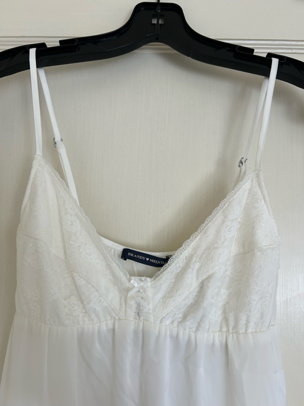 Brandy Melville White Lace-Trim Midi Dress